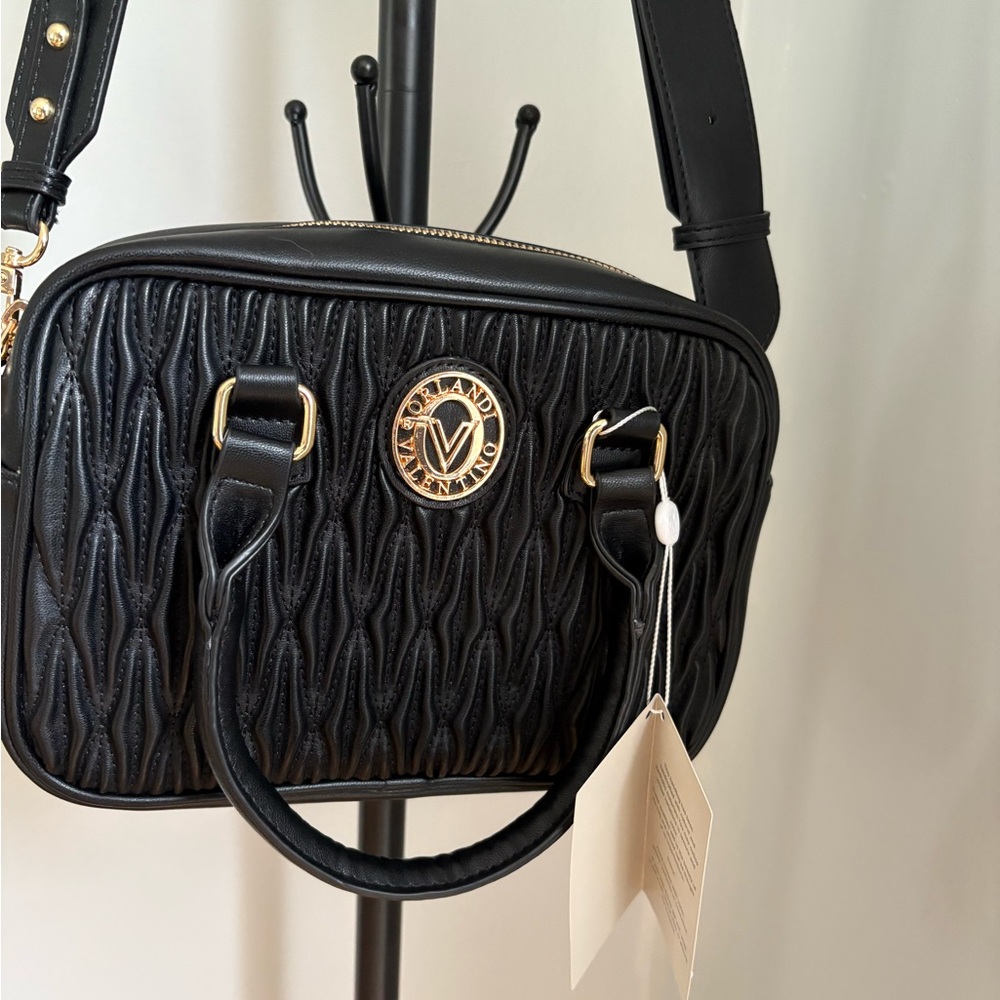 Valentino Orlandi Black Quilted Crossbody Bag